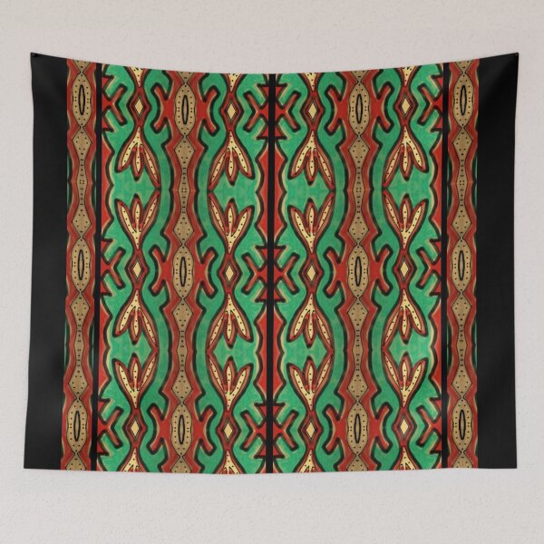 Item preview, Red and Green Anishinaabe Abstract Drawing designed and sold by KarenDeLeary.
