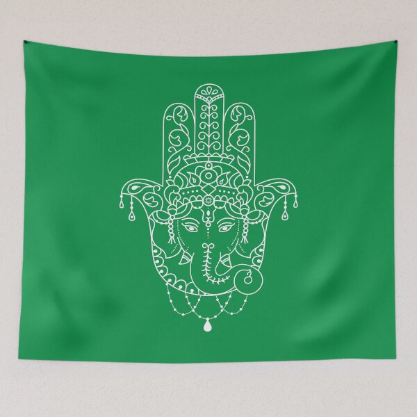 Item preview, Fatima Hand (Hamsa Hand) on Islamic Green Background designed and sold by EvieWoj.