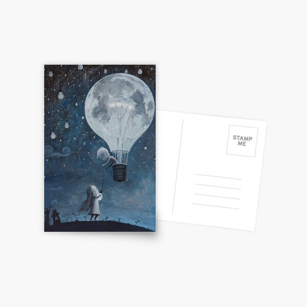 hot air balloon light bulb moon Postcard