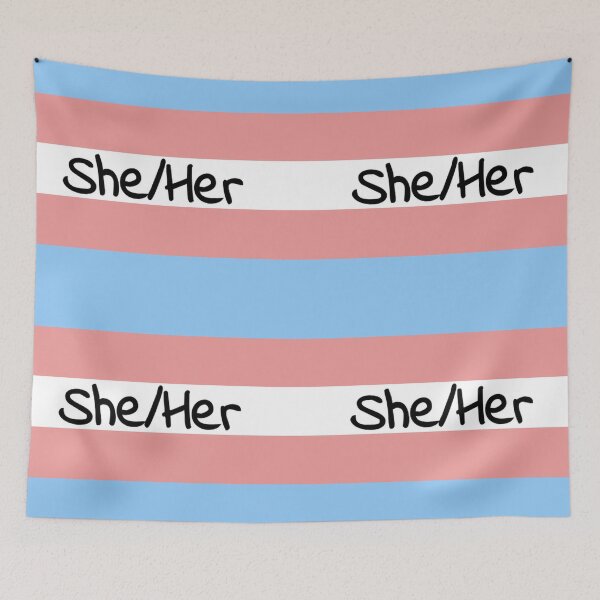 Item preview, Trans Flag w SHE/HER Pronouns designed and sold by Loren Chubb.