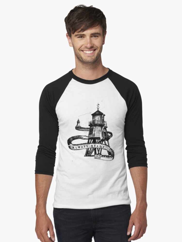 Thumbnail 1 of 3, Baseball ¾ Sleeve T-Shirt, The Groyne, South Shields designed and sold by miners.