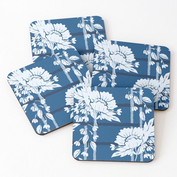 Item preview, Peony Leaves and Buds in Blues designed and sold by Cheryl Graham.