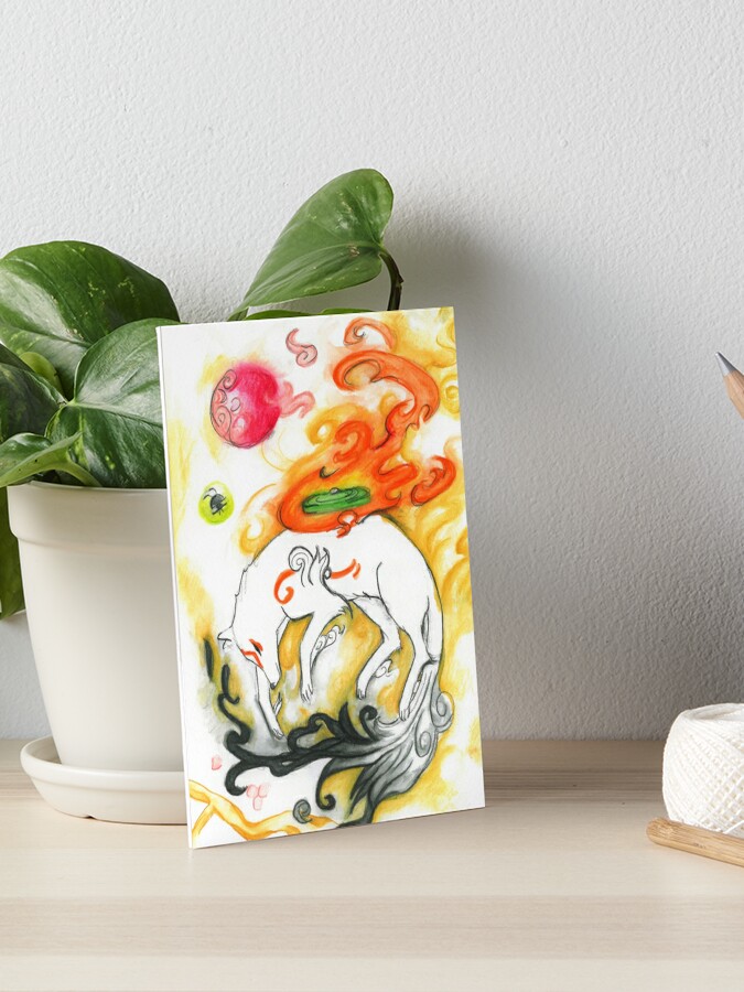 Okami Amaterasu Issun Jump | Art Board Print