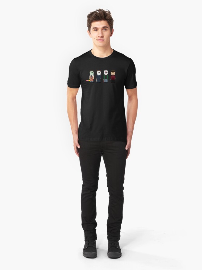 Alternate view of 8-Bit Monsters! Slim Fit T-Shirt