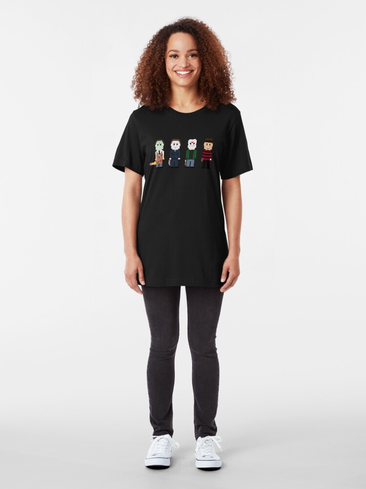 Alternate view of 8-Bit Monsters! Slim Fit T-Shirt
