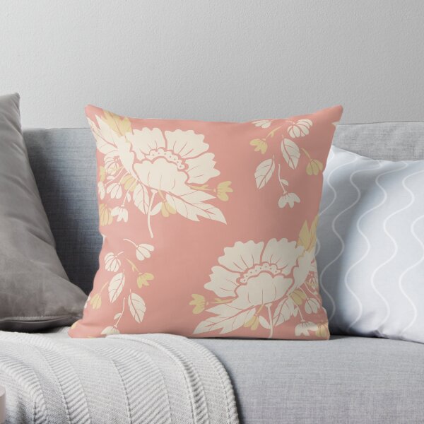 Peonies on Coral Throw Pillow