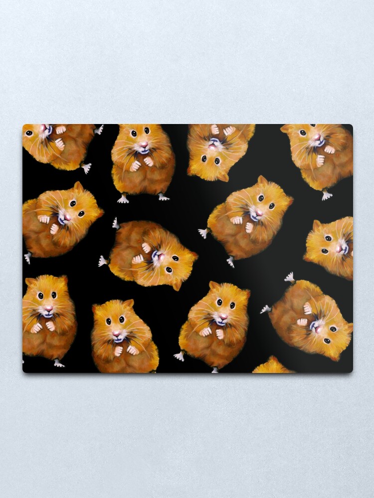 Hamsters Cute Random Pattern On Black Hamster Art Drawing Metal Print By Joyce Redbubble