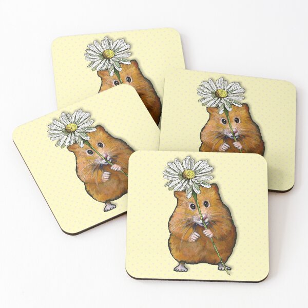 Item preview, Hamster with Big Daisy, Original Art, Dotted Background designed and sold by JoyfulWhimsy.
