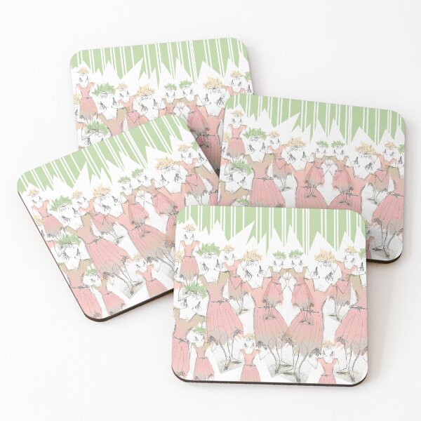 Item preview, Trapeze Lady in Coral and Green Stripes at the Circus Pattern designed and sold by WatersEdgeGal.