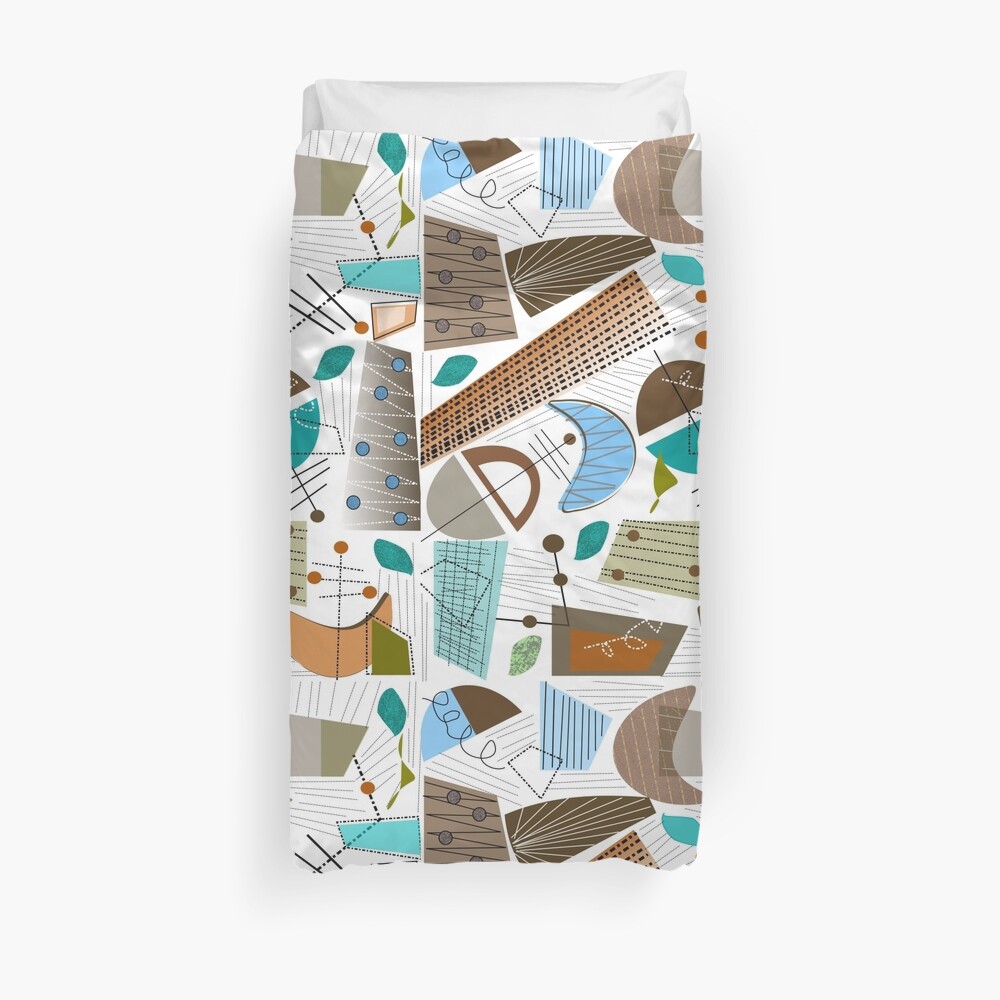 Mid-Century Modern Abstract Earth Tones Duvet Cover