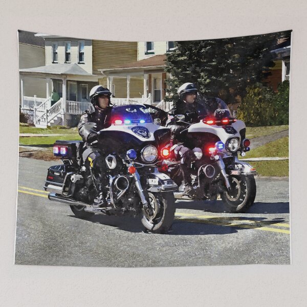 Item preview, Two Motorcycle Cops With Flashing Lights designed and sold by Susan Savad.