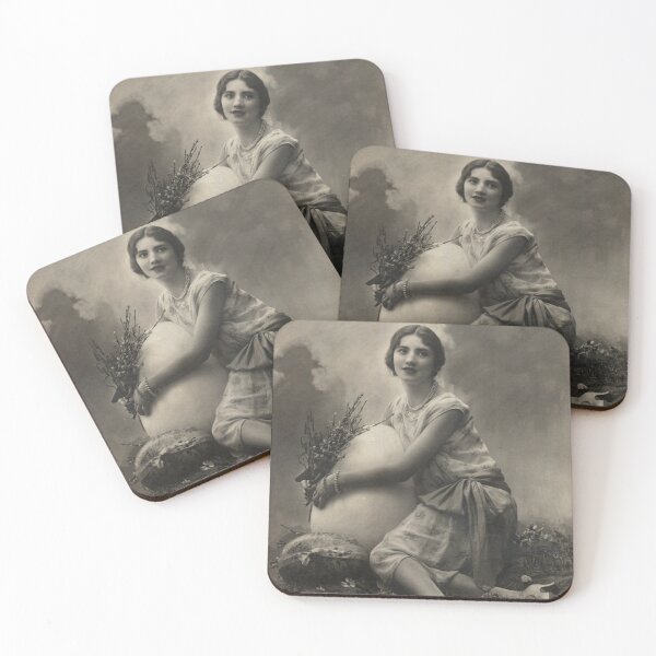 Item preview, Vintage Woman Portrait with Easter Egg and Willow Catkins designed and sold by Vintage-TM.