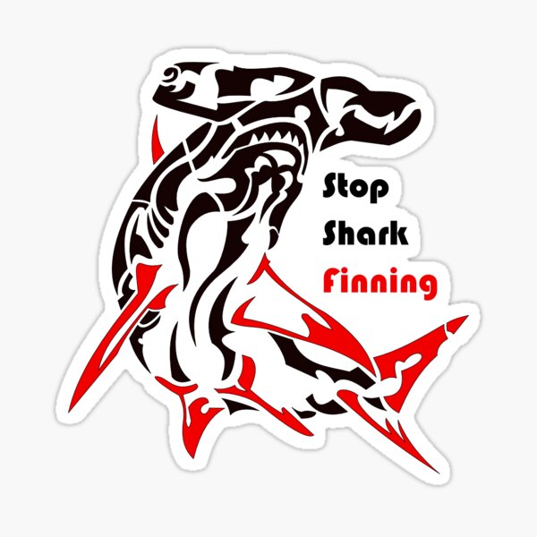 Item preview, Tribal Stop Shark Finning Hammer Head Logo designed and sold by A-Dube-Thought.