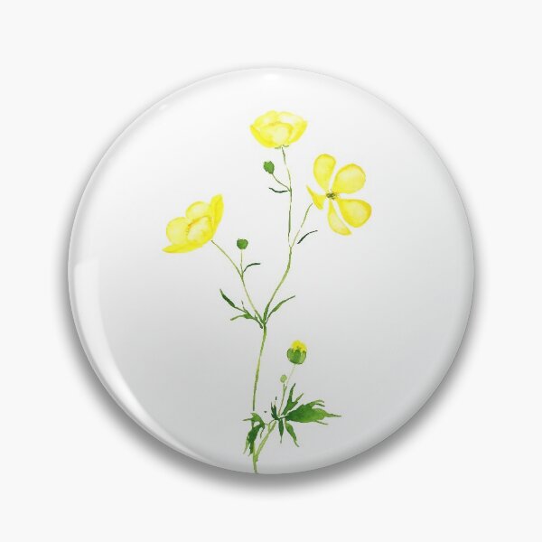 Item preview, hand painted yellow buttercup flower watercolor  designed and sold by SelenePaintings .