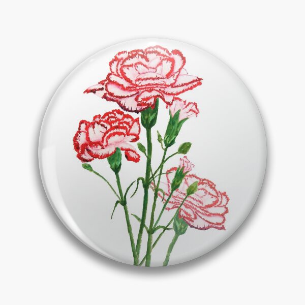 Item preview, red and pink carnation watercolor painting  designed and sold by ColorandColor.