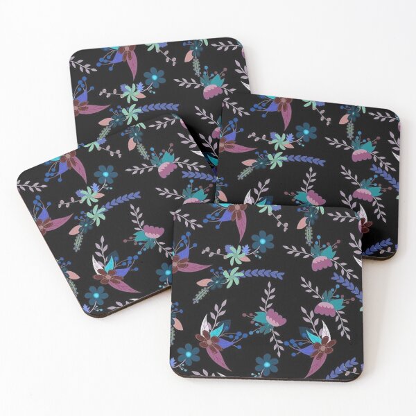 Item preview, Floral backdrop black pattern designed and sold by tetibright.
