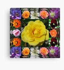 Vibrant Summer Flowers Collage featuring Roses Leinwanddruck
