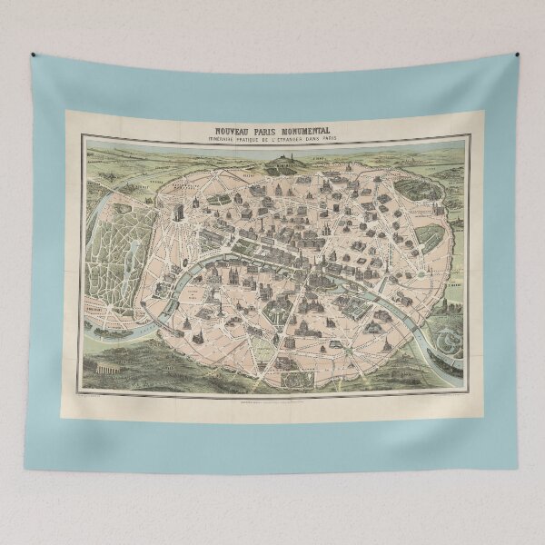 Item preview, Antique Monuments of Paris / Paris Map designed and sold by FuzzyHoney.