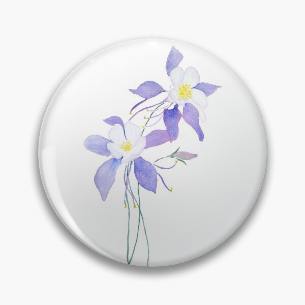 Item preview, hand painted  purple wild flower columbine flower watercolor designed and sold by ColorandColor.