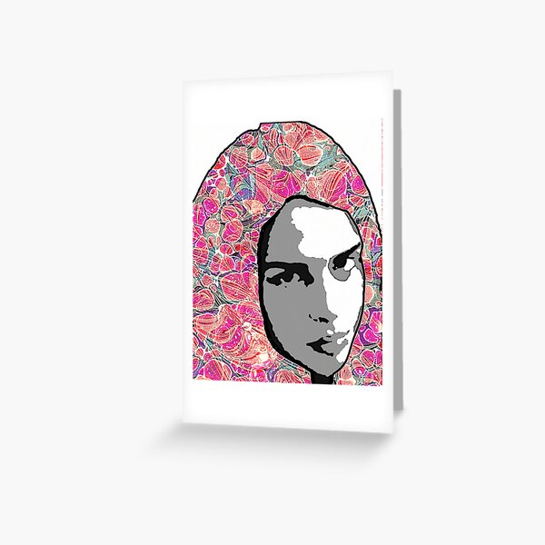 Portrait with Paper Marbling Greeting Card