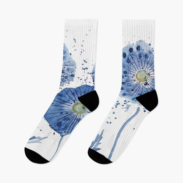 Item preview, hand painted abstract blue indigo dandelion watercolor  designed and sold by ColorandColor.