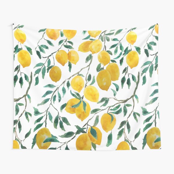 Item preview, hand painted watercolor yellow lemon pattern  designed and sold by ColorandColor.