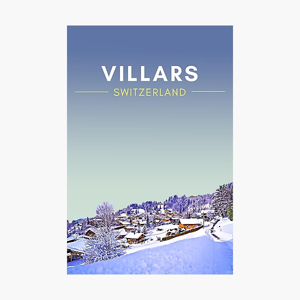 Villars Winter - Switzerland Vintage Travel art Photographic Print
