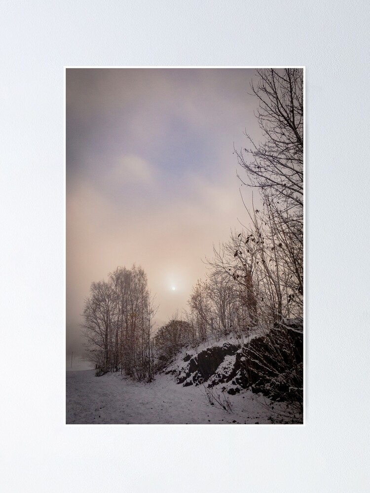 Thumbnail 2 of 3, Poster, Sun looking through mist designed and sold by Bjørnar Haveland.