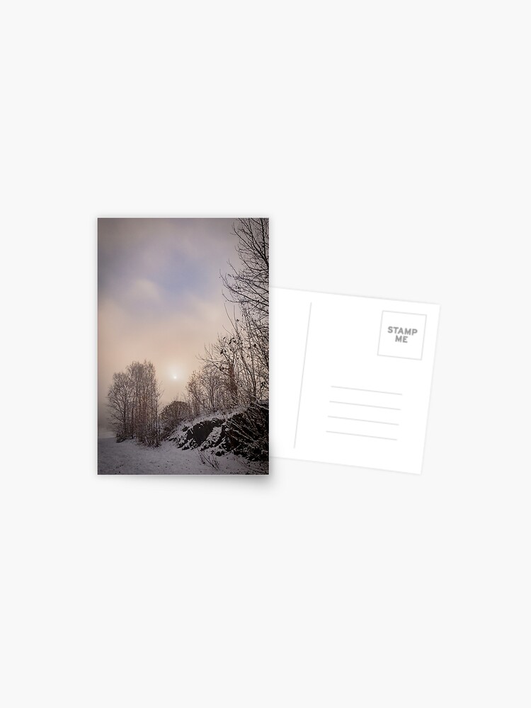 Thumbnail 1 of 2, Postcard, Sun looking through mist designed and sold by Bjørnar Haveland.