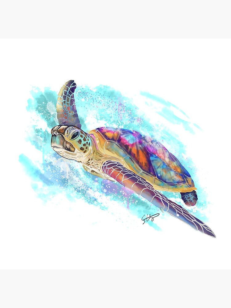 "Sea Turtle Splash Watercolor " Acrylic Block for Sale by slaterza
