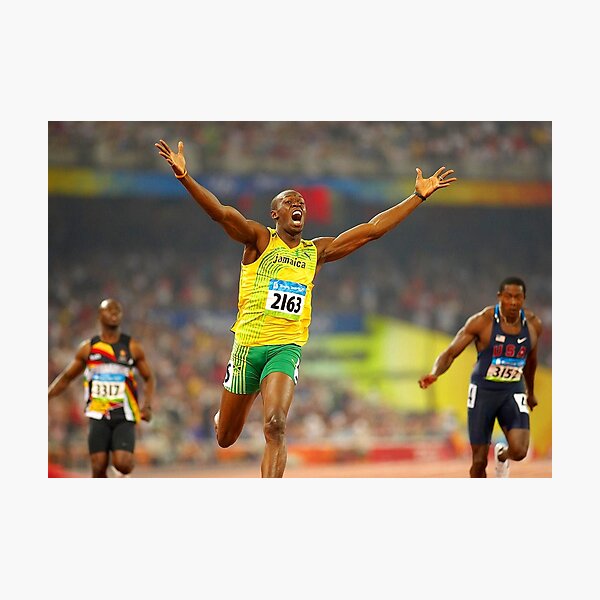 Usain Bolt winning Photographic Print