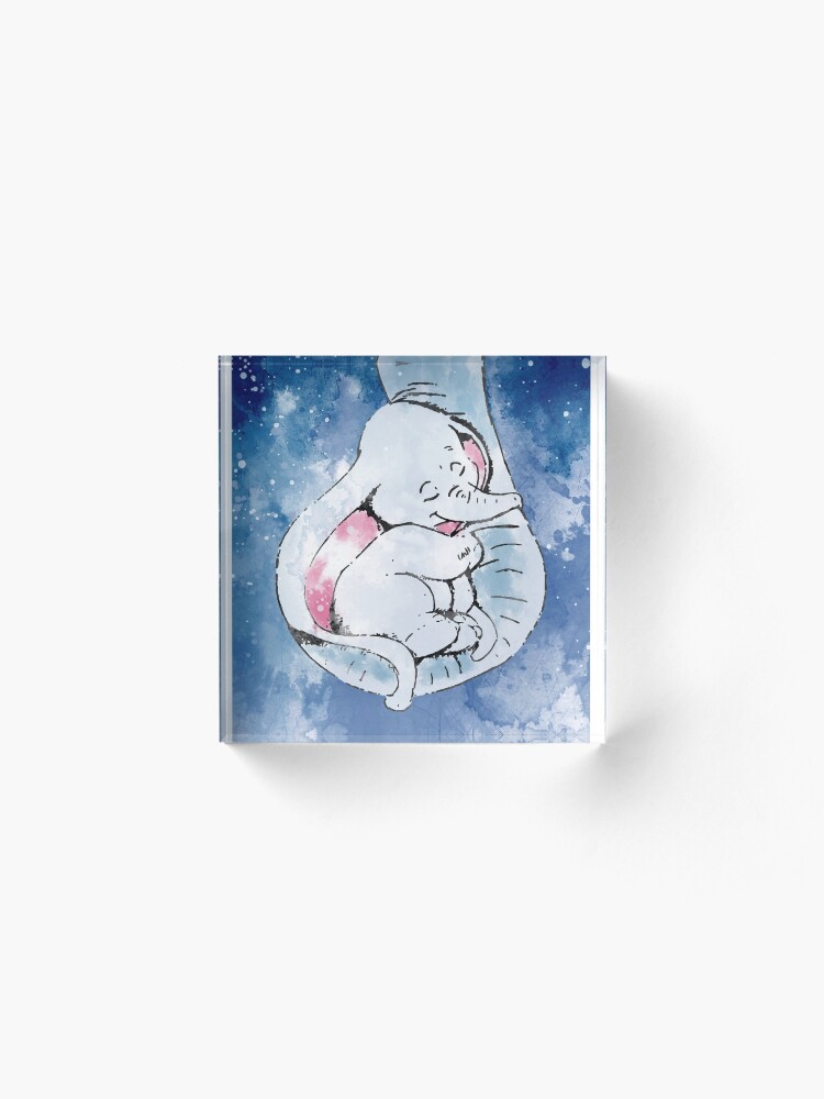 Alternate view of Dumbo and his mother, Mother and baby elephant Acrylic Block