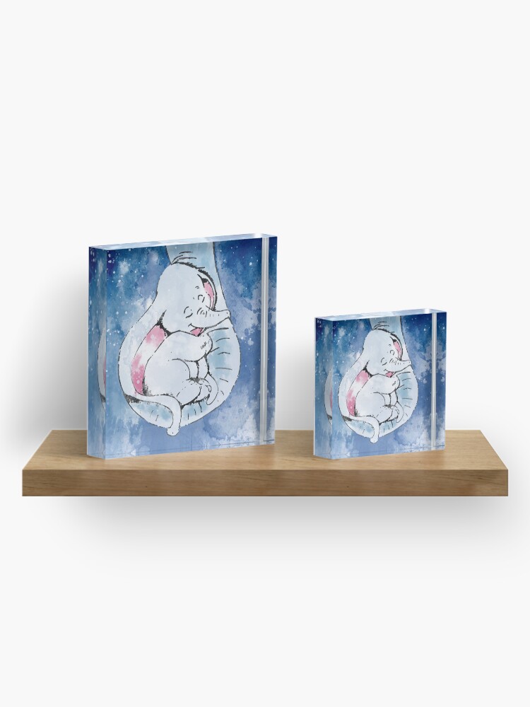 Alternate view of Dumbo and his mother, Mother and baby elephant Acrylic Block