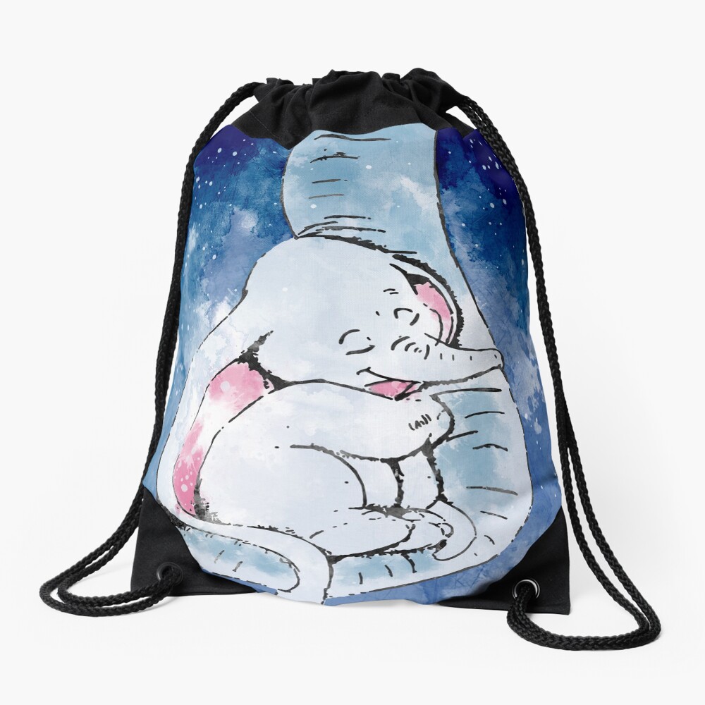 Dumbo and his mother, Mother and baby elephant Drawstring Bag