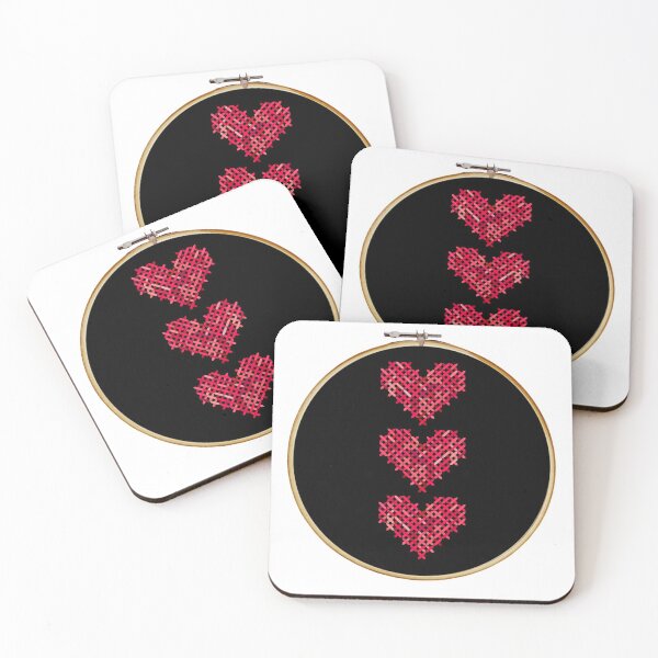 Item preview, Triple Heart Black Cross Stitch  designed and sold by Sweetie Spicy.