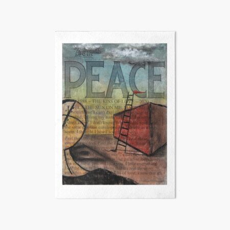 Peace (Kiss of Love) by Claude S. Anything Box. Acrylics, Toner, Synthpop, and Pastels Painting Collage Art Board Print