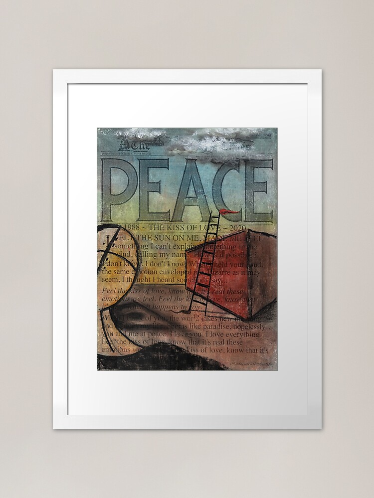 Alternate view of Peace (Kiss of Love) by Claude S. Anything Box. Acrylics, Toner, Synthpop, and Pastels Painting Collage Framed Art Print