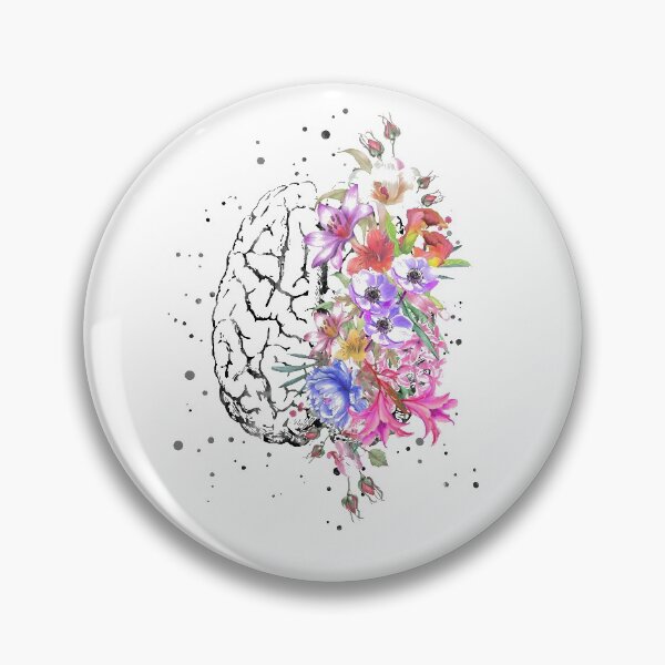 Aperçu de l'œuvre Anatomie du cerveau, cerveau aquarelle, cerveau de fleurs, cerveau avec des fleurs créée et vendue par Rosaliartbook.