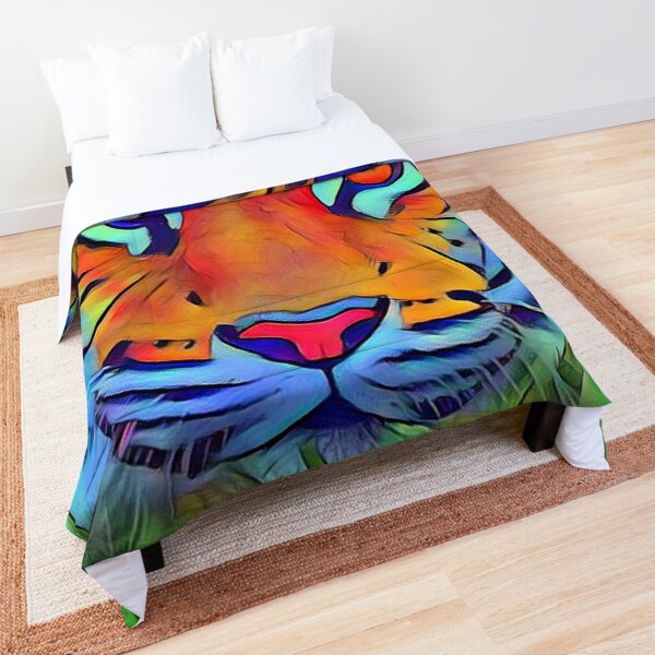 vibrant tiger digital painting Comforter