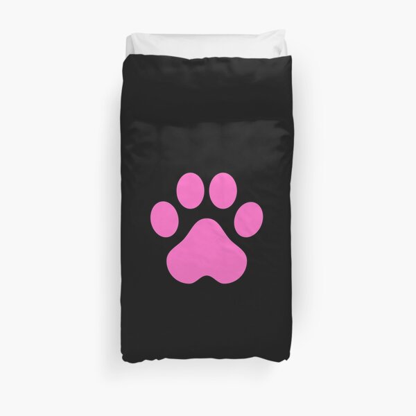 Pink Dog Paw Duvet Cover