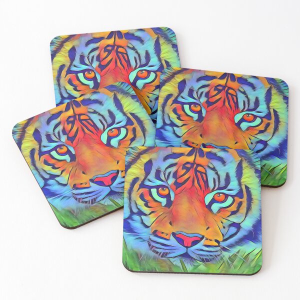 Item preview, Big cats vibrant tiger digital painting wild animals cartoon designed and sold by Julieford.
