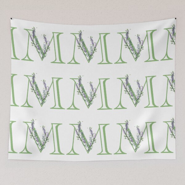 Item preview,  The letter “M”| romantic Eucalyptus and Lavender floral illustration | floral Monograms designed and sold by hollycooper.