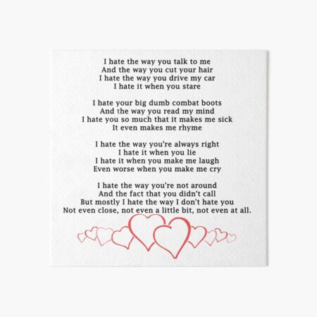 10 Things I Hate About You Poem Art Print by gabyschw - X-Small