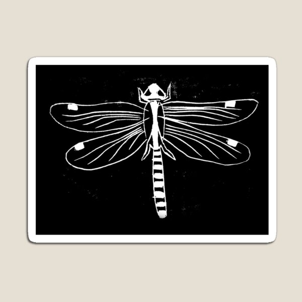 linoprint dragonfly Magnet