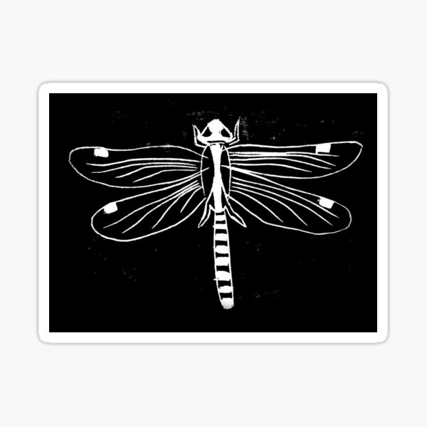 linoprint dragonfly Sticker