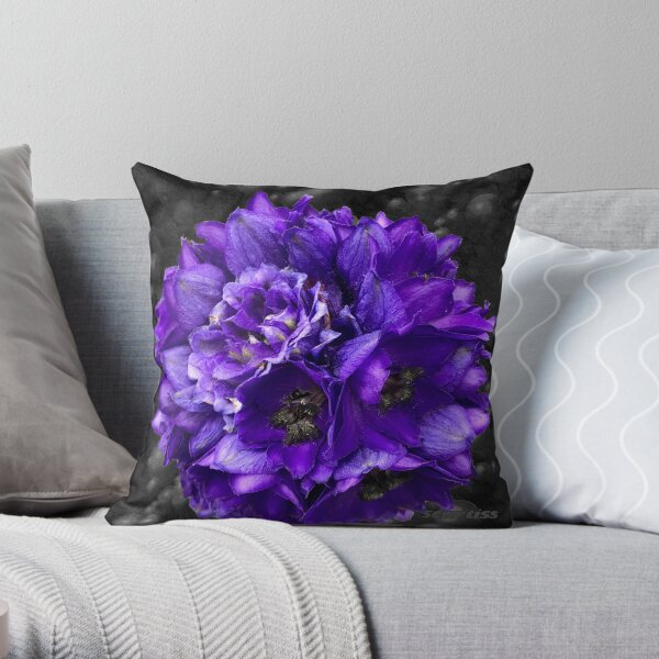 Purple Delphinium Art Fashion and Home Decor Throw Pillow