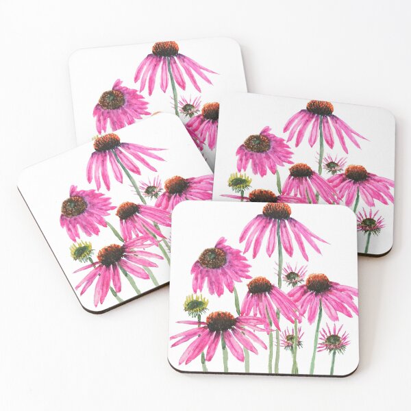 Item preview, hand painted pink purple coneflower watercolor  designed and sold by ColorandColor.