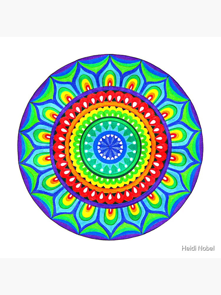 Rainbow Colored Pencil Mandala Drawing Poster by Colorpencil
