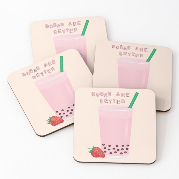 Item preview, Bobas are Better Strawberry Flavored Milk Bubble Tea with Strawberry designed and sold by tandaleah.