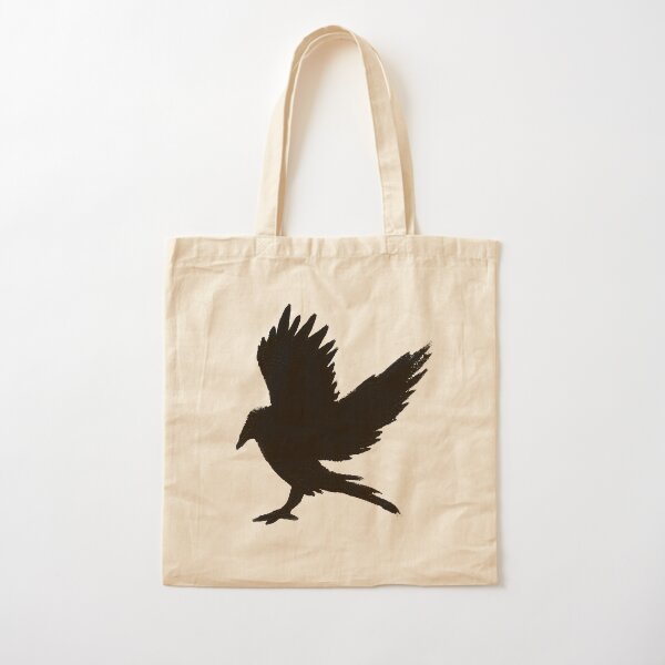 landing crow block print Cotton Tote Bag